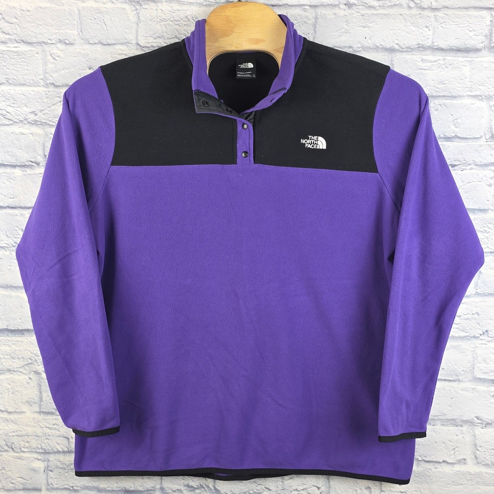 The North Face Women TKA Glacier Snap Fleece Pullover Purple Black Size 2XL XXL - Picture 2 of 7